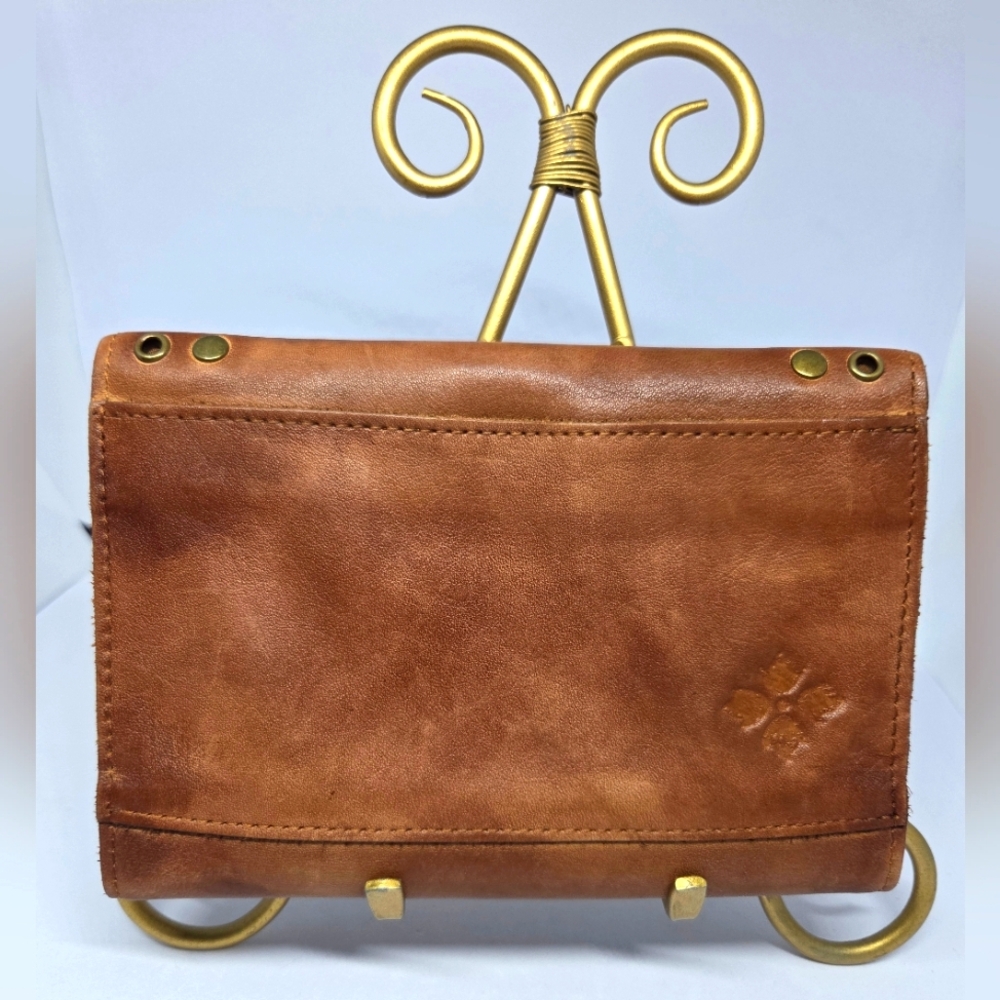 Patricia Nash Brown 100% Leather Antique Gold Studded Leather Trifold Wallet - Picture 2 of 15